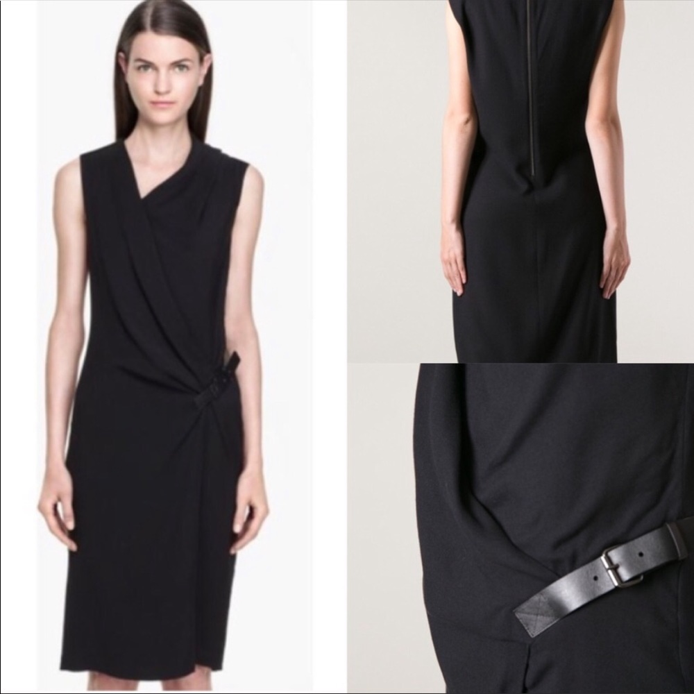 Helmut Lang Wool-Blend Drape Dress